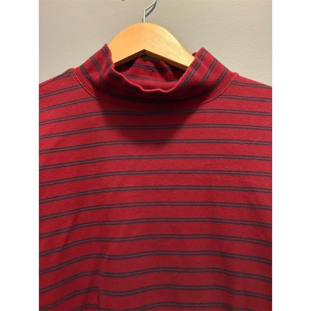 LL Bean Men's XL Striped Mock Turtleneck Long Sleeve Shirt Multicolor - Picture 2 of 7
